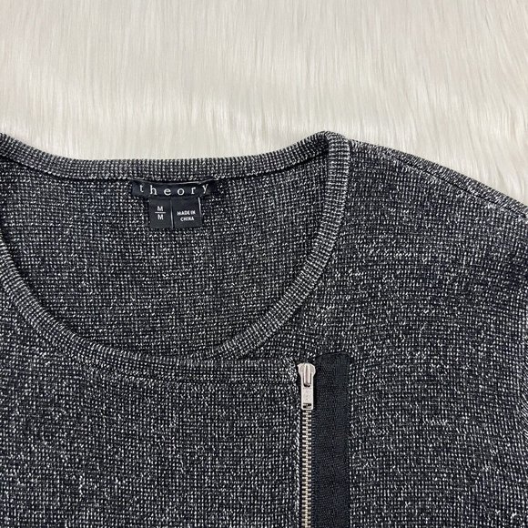 Theory Size Medium Lioralee‎ Prosecco Stretch Knit Crop Asymmetrical Zip Jacket - Picture 3 of 9